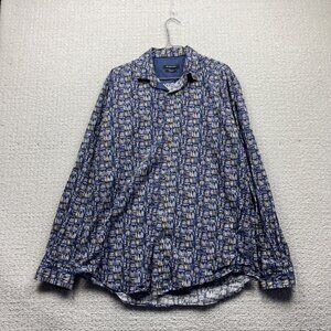 Bugatchi Shaped Fit Dress Colorful Books Reading AOP Teacher School Funky Read